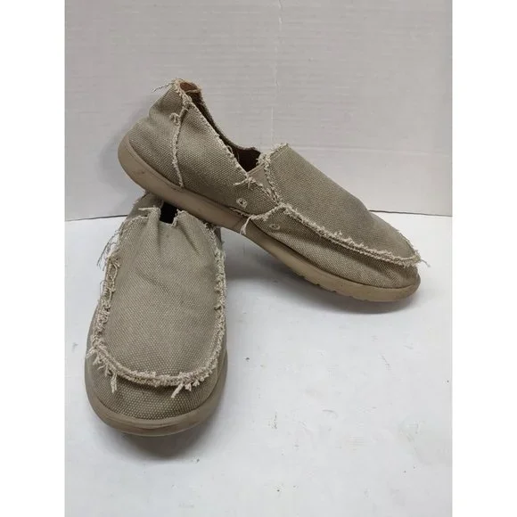 Crocs Men\'s Santa Cruz Khaki Frayed Canvas Slip-On Loafers Crocs Men main image 3